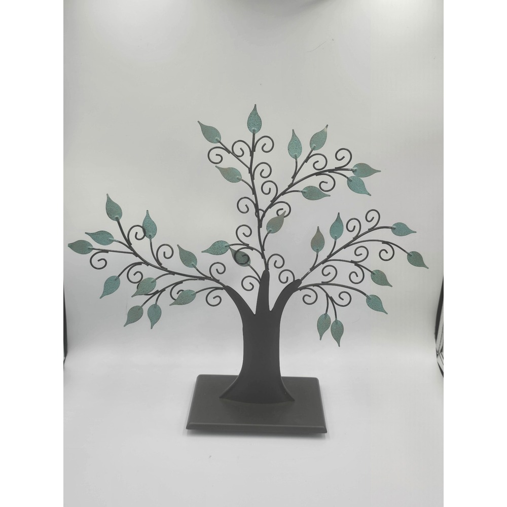 Hallmark 2003 Metal Jewelry Tree Stand Verdigris Leaves Bronze Tone Organizer